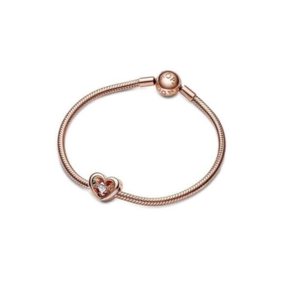 Pandora Moments 14K Rose Gold Plated Cz Charm - Picture 3 of 4